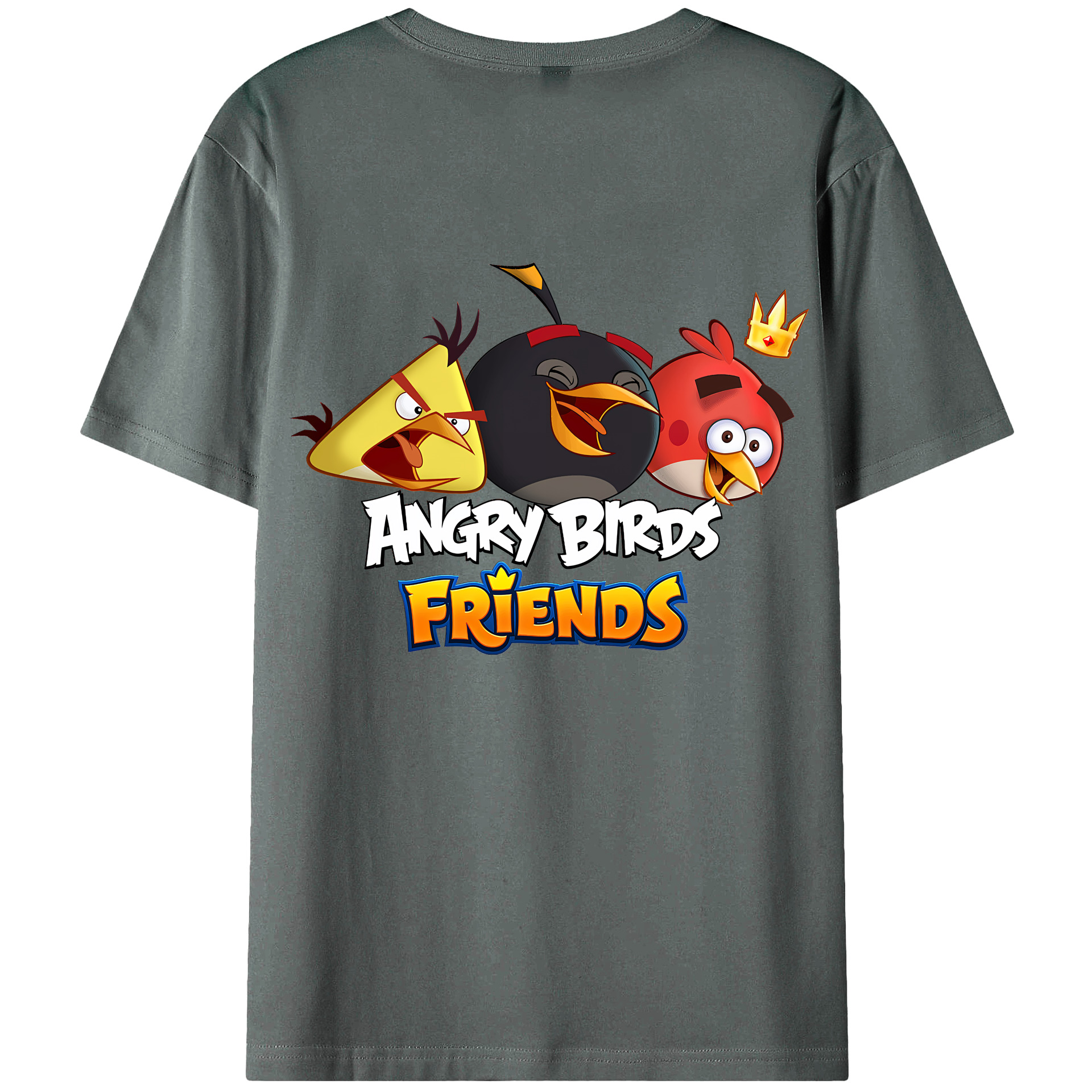 （画像用） Angry Birds アングリーバード 綿100％ メンズ半袖Tシャツ（バックプリント） 通気性